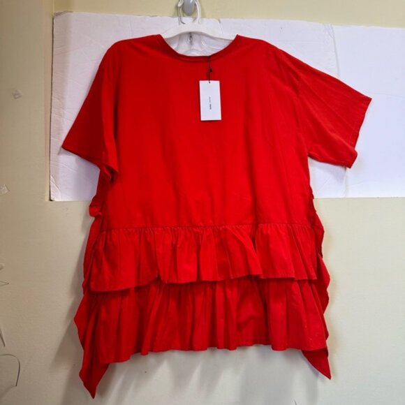 Zara W/B NEW Oversized Poplin Ruffles Dress Lightweight Boxy Tunic Cotton Shift - Picture 7 of 16